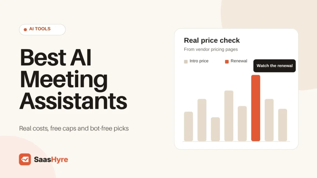Best AI meeting assistants compared on real costs, free plan caps and bot-free picks, with an intro vs renewal price chart