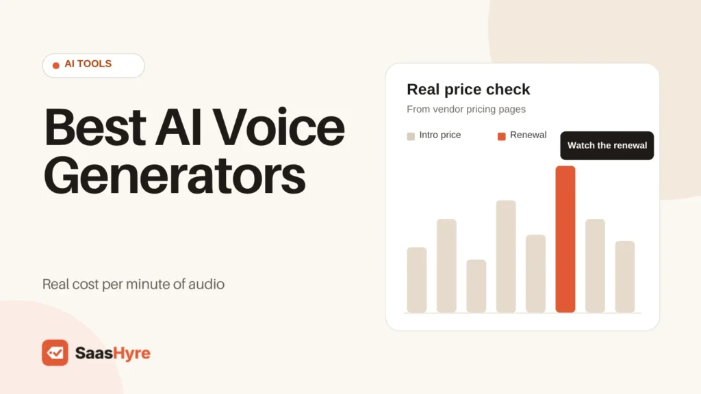 Best AI Voice Generators compared on real cost per minute of audio, featured image for this 2026 buying guide