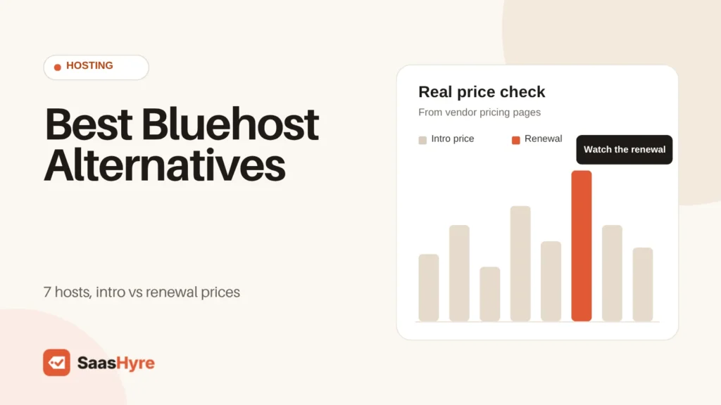 Best Bluehost alternatives compared on intro vs renewal prices for 7 web hosts